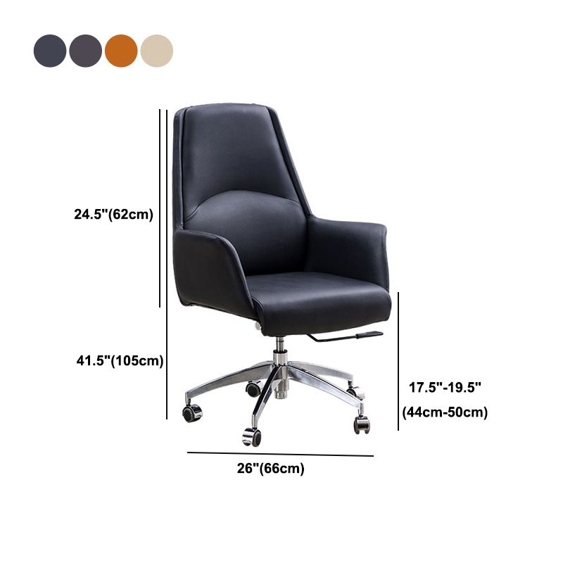 Armless Faux Leather Office Chair Modern Height-adjustable Executive Chair