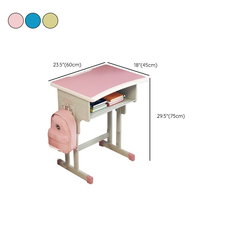 Contemporary Student Desk with Wooden Top and Shelf Desk and Chair Set