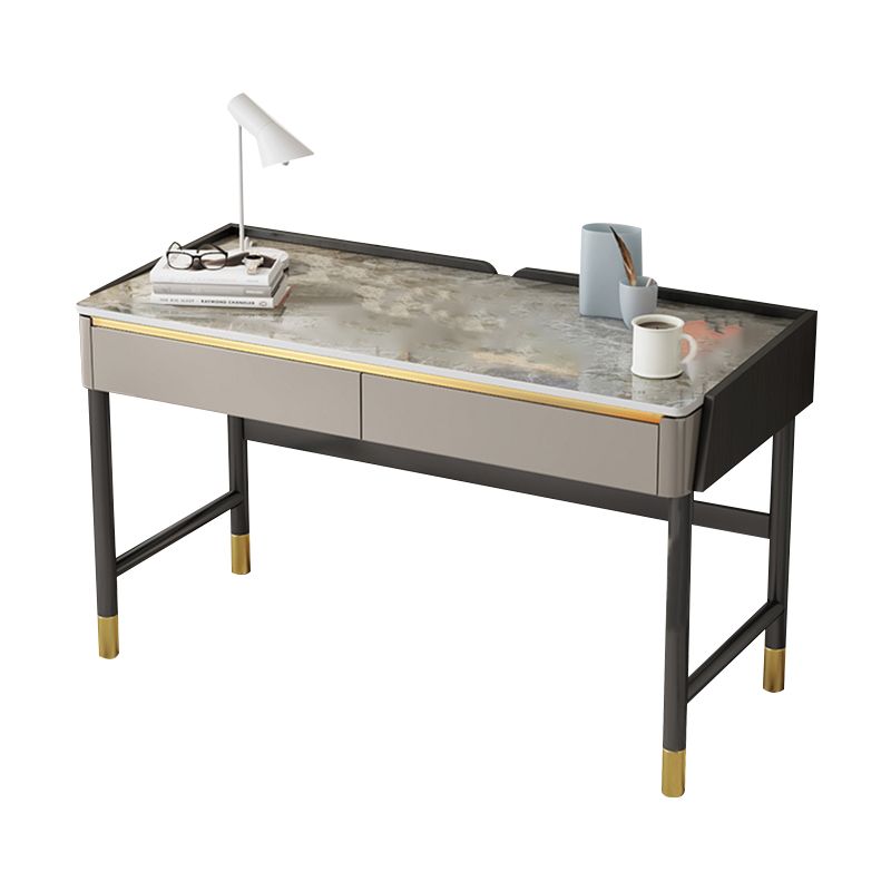 Modern Stone Office Desks Rectangular Shape Task Desk with 2 Drawers