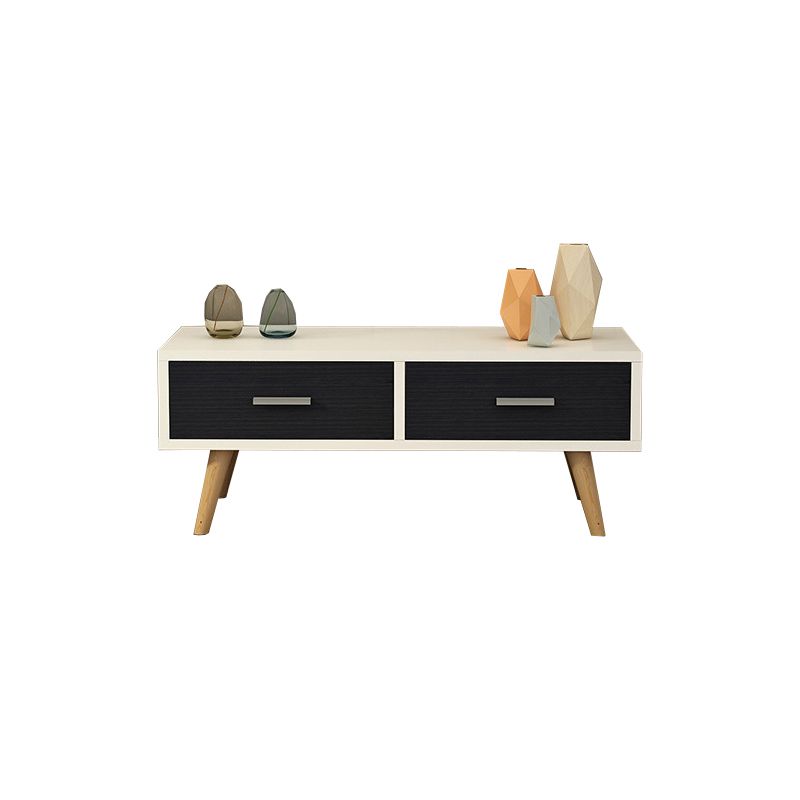 Scandinavian Style Wood TV Stand Enclosed Storage Stand Console with Drawers