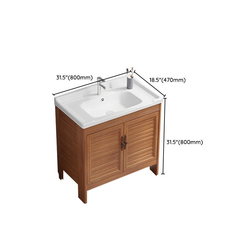 Rectangle Vanity Set Metal Frame Mirror Freestanding 2 Doors Single Sink Bath Vanity