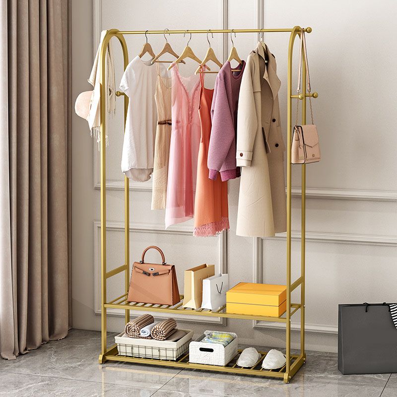 Glam Hall Tree Metal No Distresses Free Standing Shelving Included Coat Rack