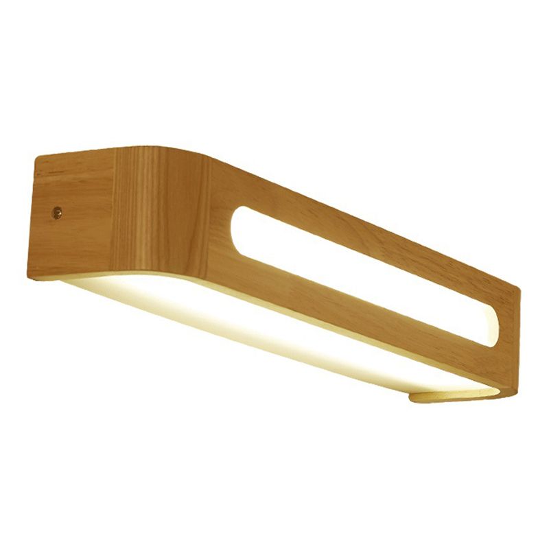 Rectangular Vanity Wall Light Fixtures Nordic Minimalist Style Wood Single Vanity Light