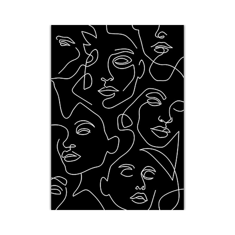 Minimalism Diverse Faces Painting Black Character Pencil Wall Art, Multiple Sizes