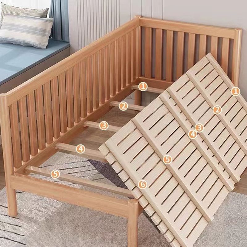 Convertible Solid Wood Baby Crib Glam Nursery Bed with Guardrail