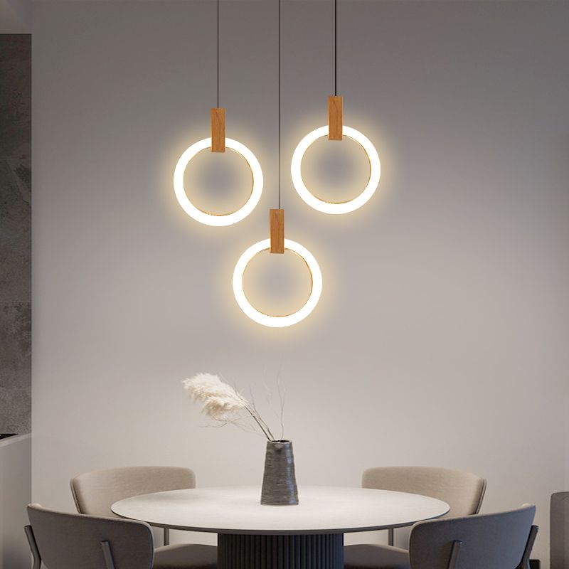 Contemporary Style Circle Shape Pendant Light Acrylic 1 Light Hanging Lamp