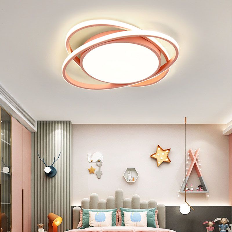 Modern Creative LED Flush Mount Circular 3-Light Ceiling Fixture with Acrylic Shade