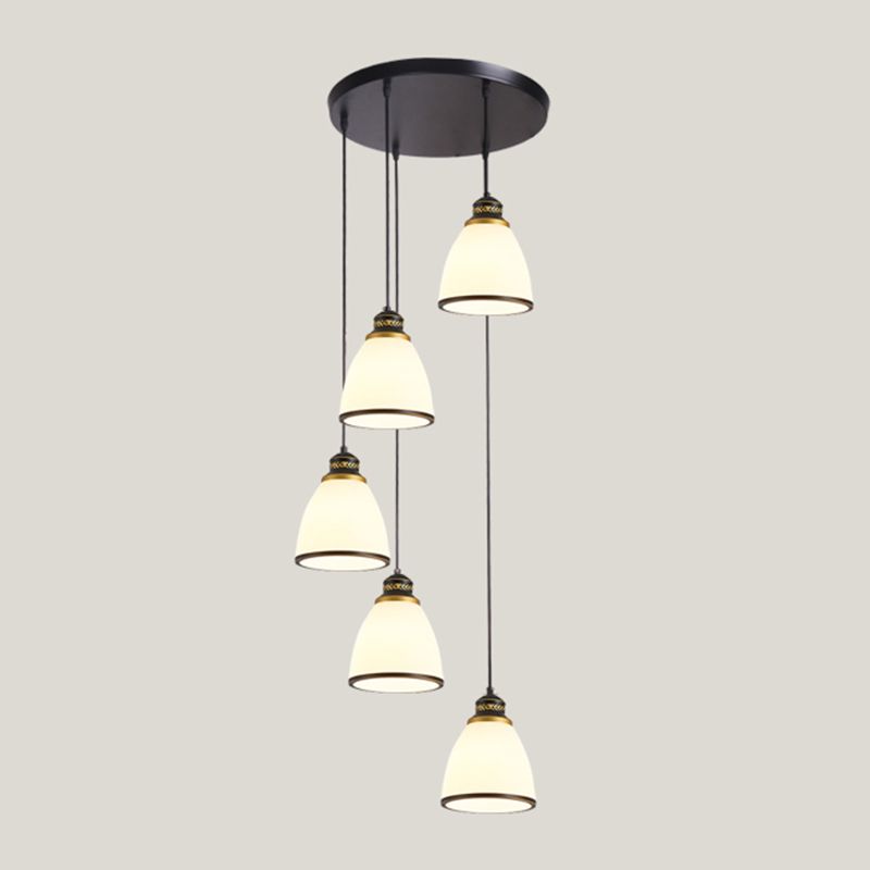 Geometrical Shade Staircase Suspension Glass Light Glass Multi Light Pendentif contemporain