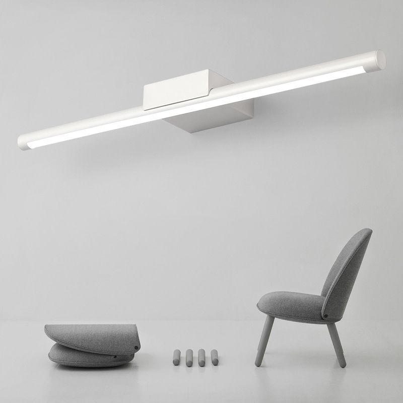 Simplistic LED Vanity Lamp with Acrylic Shade White Tubular Wall Sconce in Warm/White Light, 16"/19.5" Wide