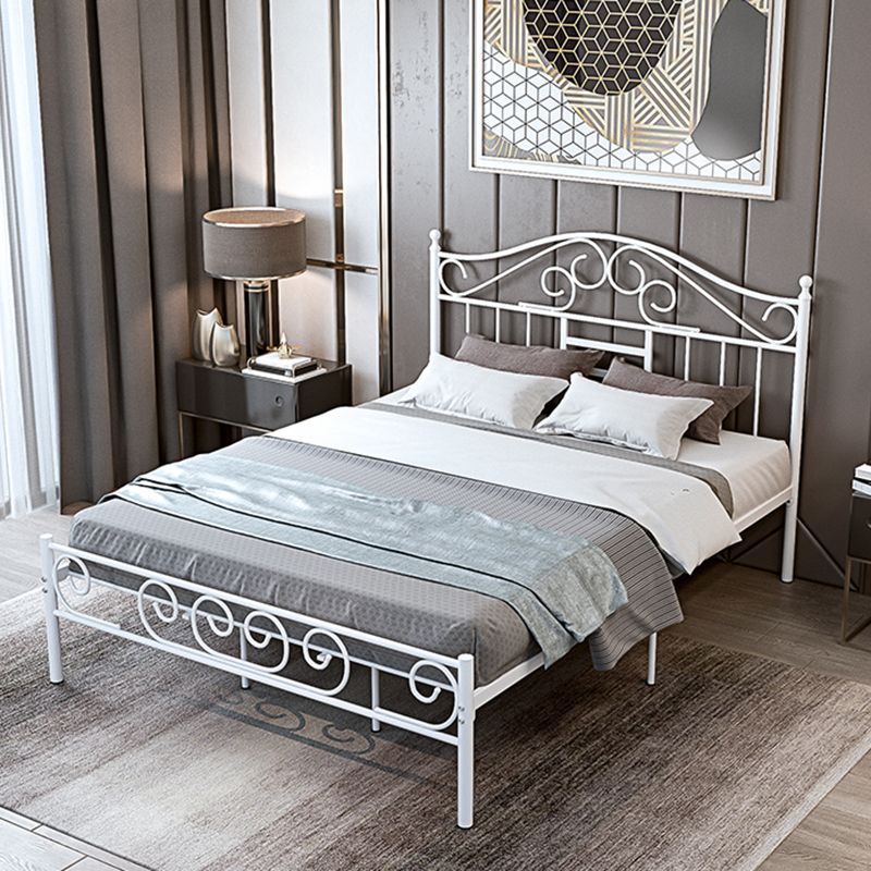 Open Frame Metal Panel Bed Black/White Standard Bed with Headboard