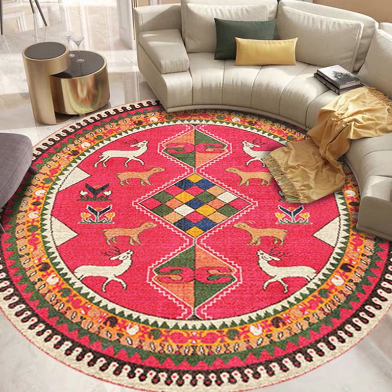 Multicolor Antique Rug Synthetics Geometric Area Carpet Non-Slip Backing Pet Friendly Indoor Rug for Parlor