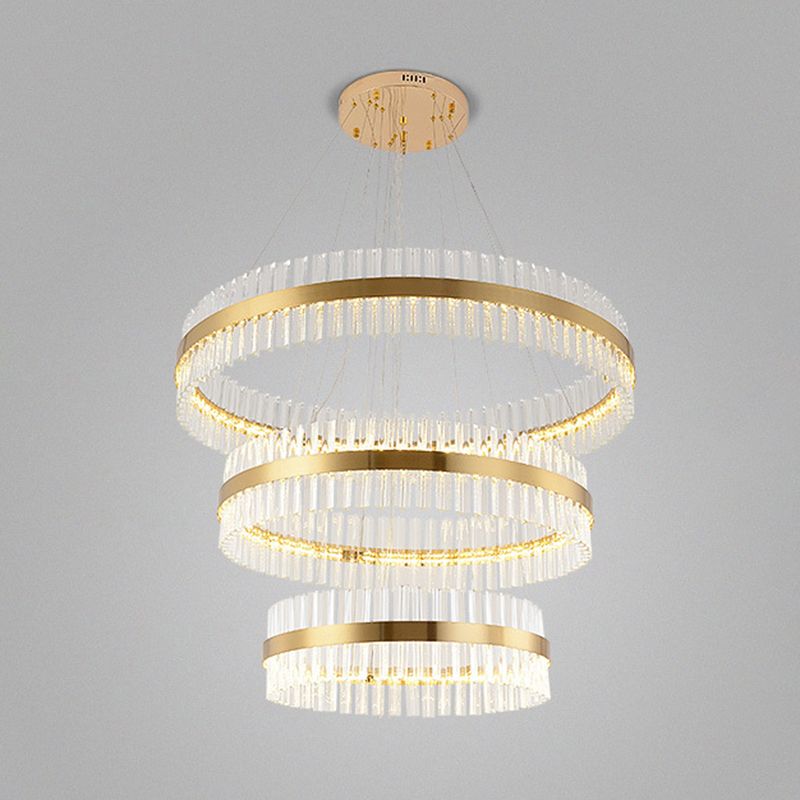 Lumière de lustre en forme d'anneau Simplicité Crystal Crystal Living Room LED PENDANT LIGHT DIMINATION EN GOL