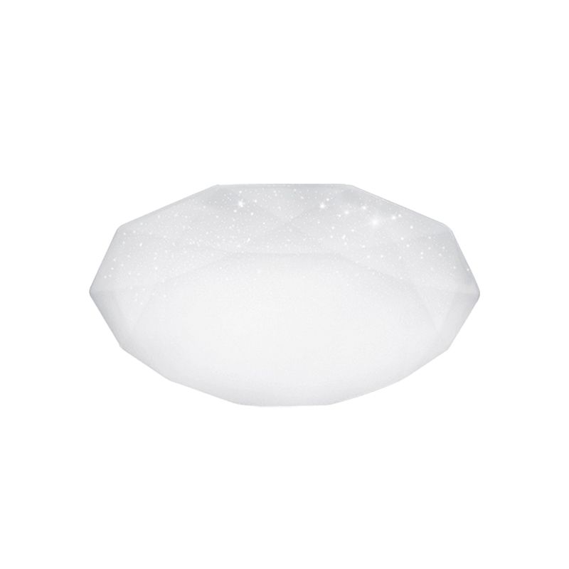 White Diamond Ceiling Mounted Fixture with Acrylic Shade Simple Style Integrated LED Flush Mount Lamp for Living Room, 9"/12"/14" Dia