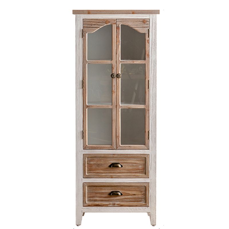 Traditional Wood Display Stand Glass Doors Display Cabinet with Door for Bedroom