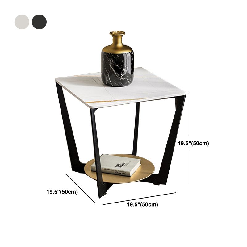 Industrial Accent Table Nightstand Lower Shelf Night Table for Bedroom