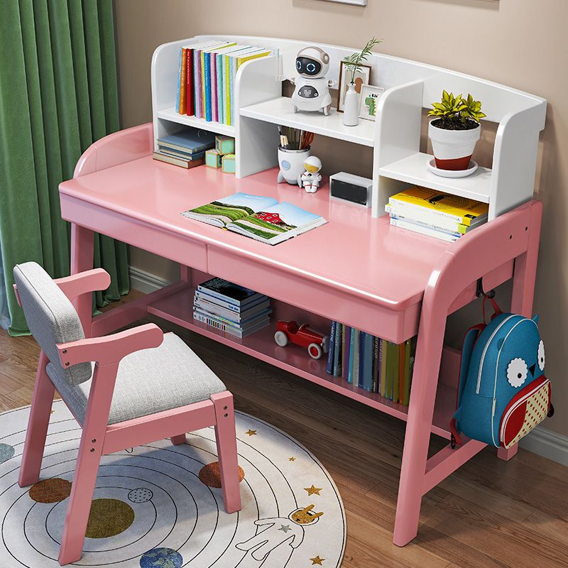 23.6"W Adjustable Desk Child Desk and Chair Set Kids Desk with Drawer