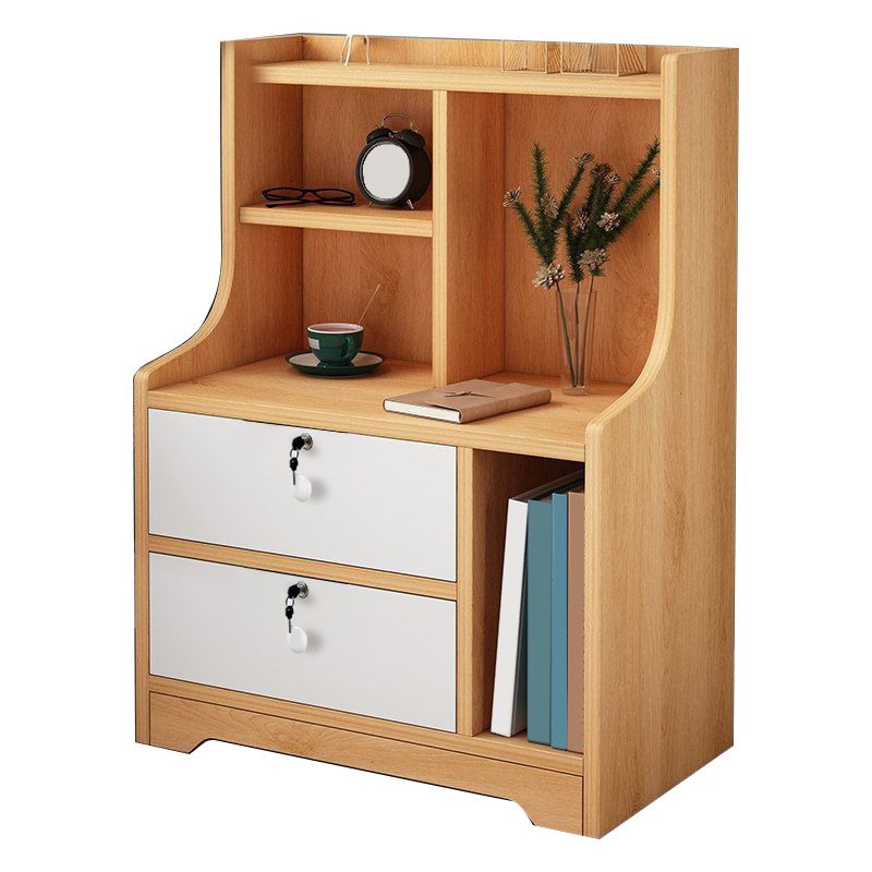 Open Storage Modern Night Table Drawer Storage Shelf Included Imitation Wood