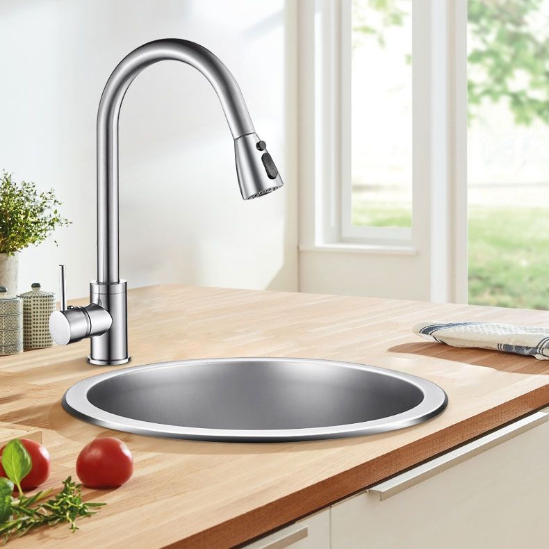 Contemporary Kitchen Sink Stainless Steel Kitchen Sink with Round Shape