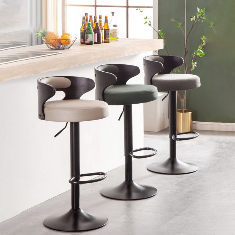 Contemporary Liftable Bar Stool Round Counter Bar Stool with Metal Legs