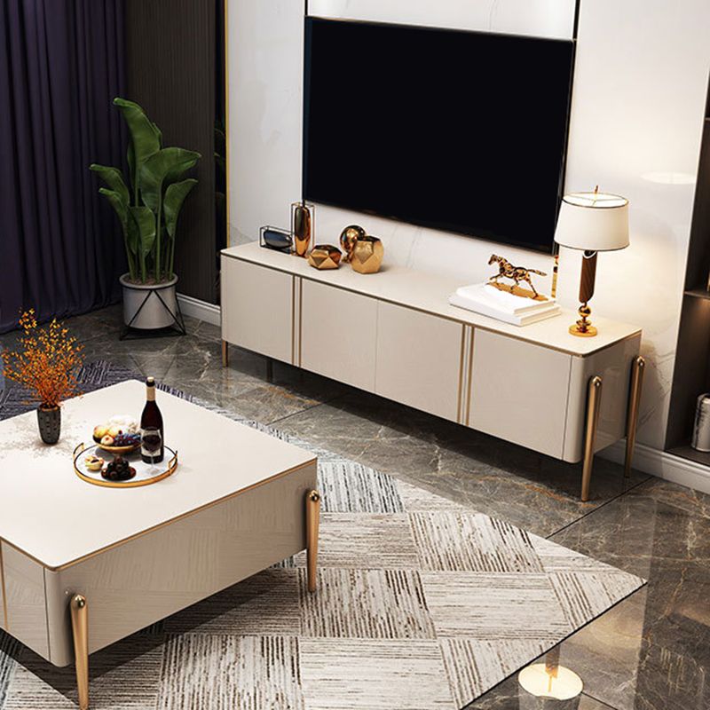 Glam TV Media Stand Enclosed Storage Media Console for Living Room