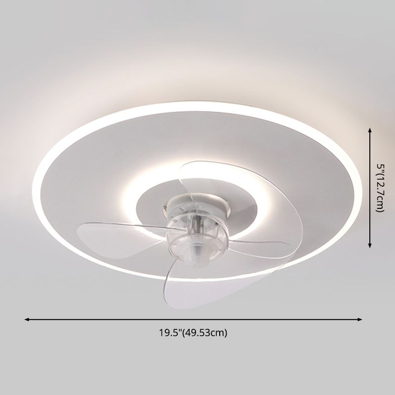 Macaron Round Flush Mount Ceiling Fan Lamp Acrylic Bedroom LED Semi Flush Light Fixture