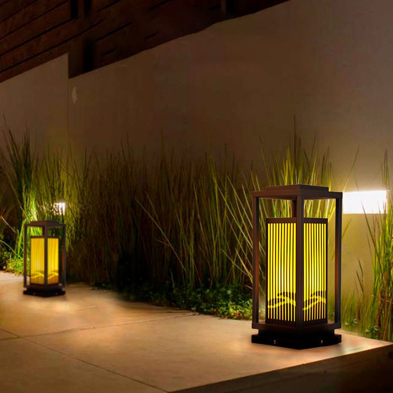 Modern Simple Outdoor Light Rectangle Shape Solar Energy Pillar Lamp for Courtyard