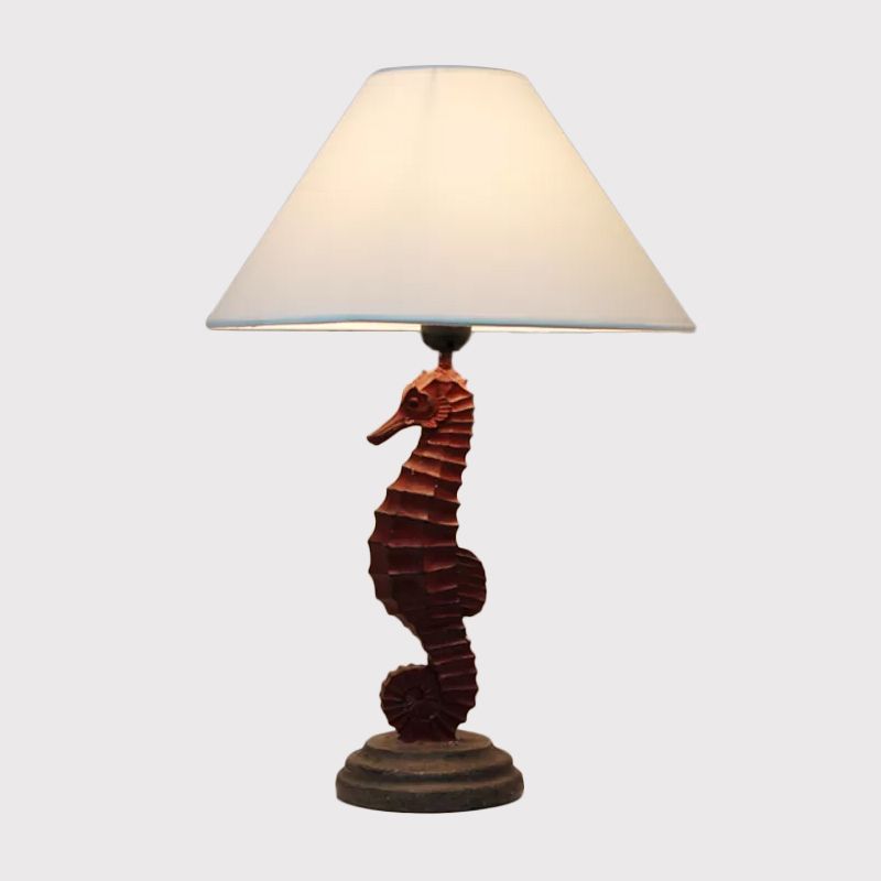 Seahorse Base Bedchamber Nightstand Lamp Resin Single Bulb Children Shaded Table Light in Dark Blue/Sky Blue/Red