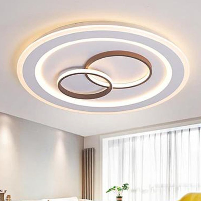 24.5"/31" Wide Circle Flush Mount Lighting Minimalist Acrylic LED Bedroom Ceiling Lamp in White