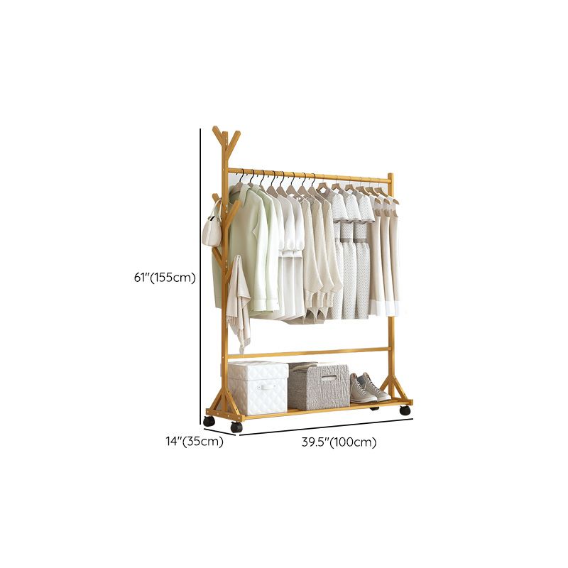 Modern Coat Rack Gorgeous Solid Wood Clothes Hanger with Castors