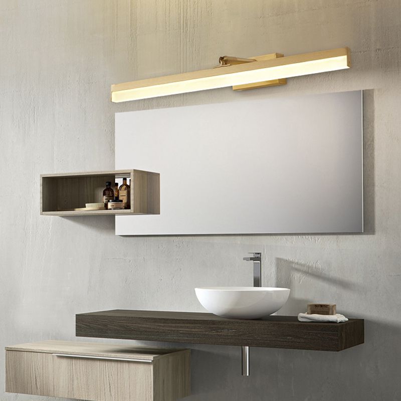 LED Mirror Front Light Modern Copper Vanity Light with Acrylic Shade for Bathroom