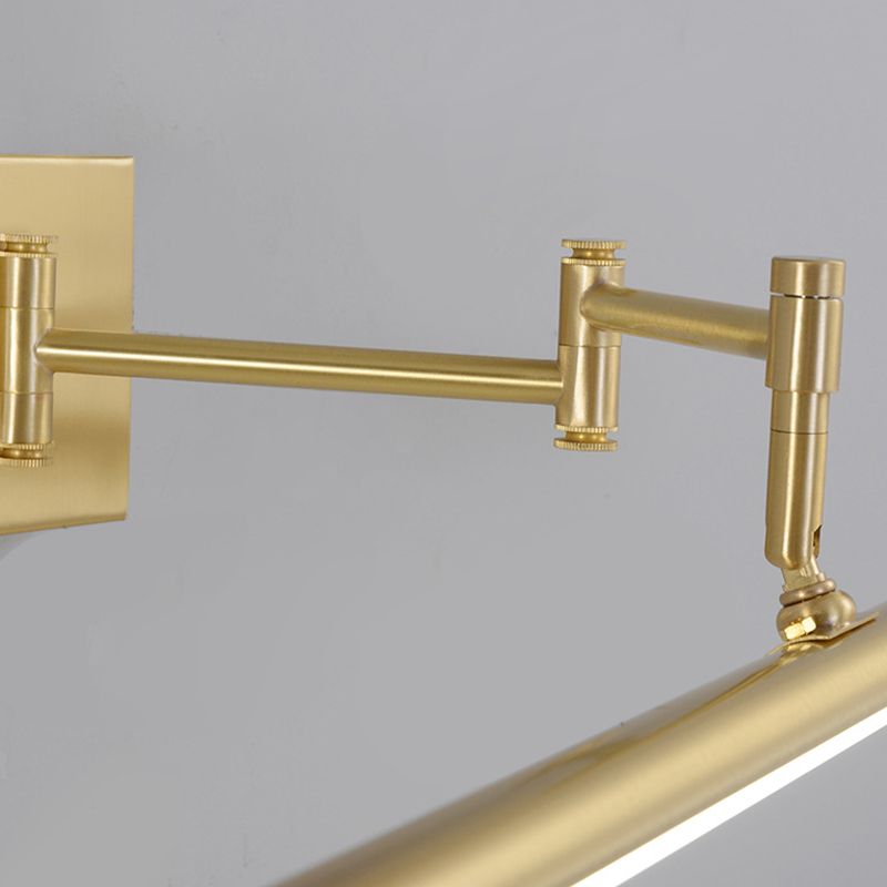 Modern Gold Vanity Light Strip Brass Swing Arm Mirror Light for Bathroom