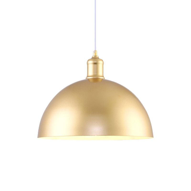 Metallic Golden Pendant Lighting Dome Shade 1 Bulb Vintage Industrial Hanging Lamp, 12/16 Inch Width