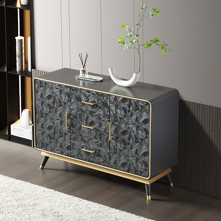 Glam Birch Sideboard Adjustable Shelving Cabinets Credenza with Drawer for Living Room