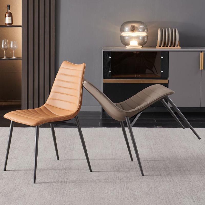 Modern Style Dining Chair Armless Chair with Metal Legs for Kitchen