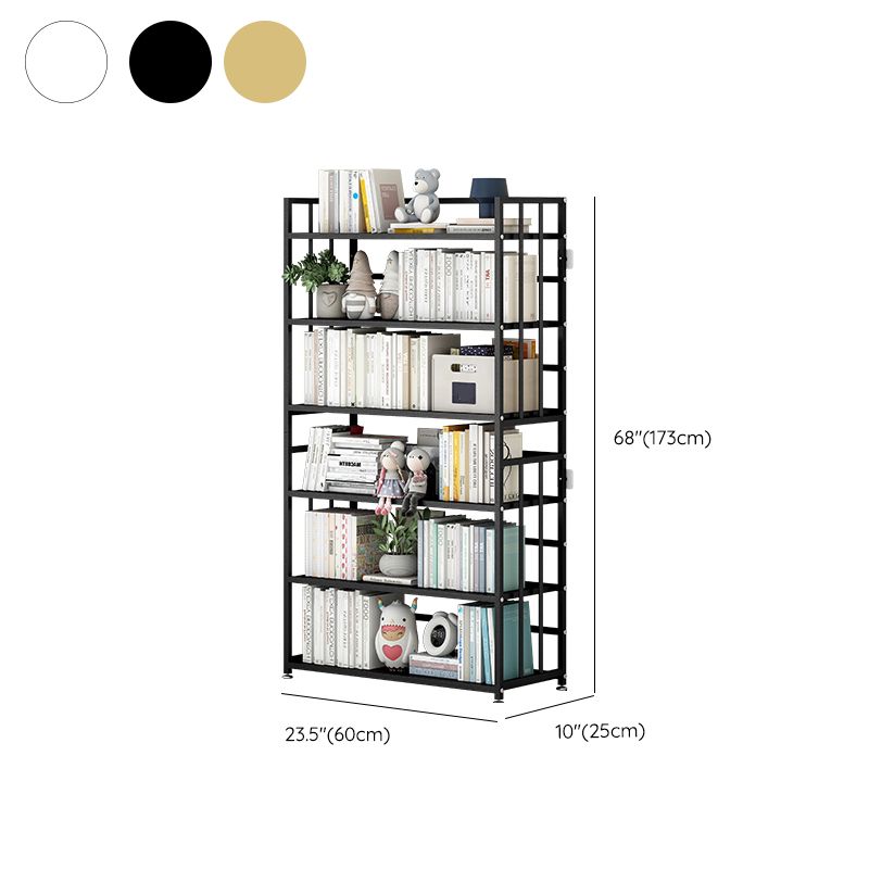 Closed Back Standard Bookshelf Modern Metal Rectangle Shelves Bookcase