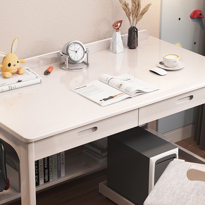 Solid Wood Student Table with Storage Shelves Desk with Drawer Home Study Desk