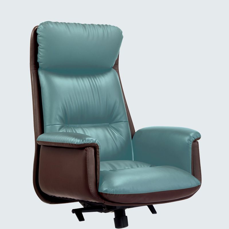 Executive Swivel Office Chair Modern Faux Leather Arm Chair with Wheels