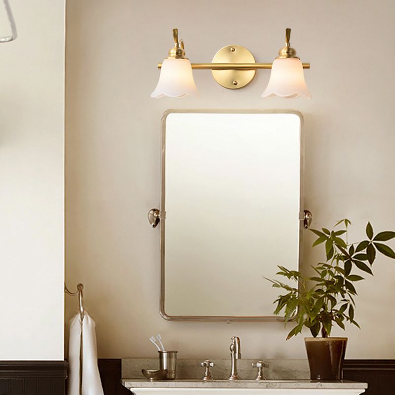 Contemporary Vanity Light Simple White Glass Mirror Lighting Fixtures for Washing Room