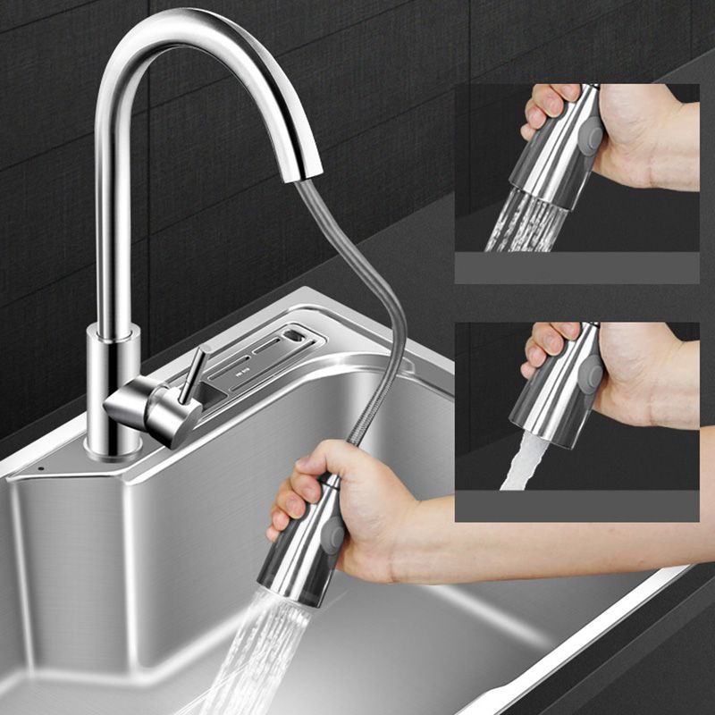 Contemporary Style Kitchen Sink Pure Color Stainless Steel 2 Holes Drop-In Kitchen Sink