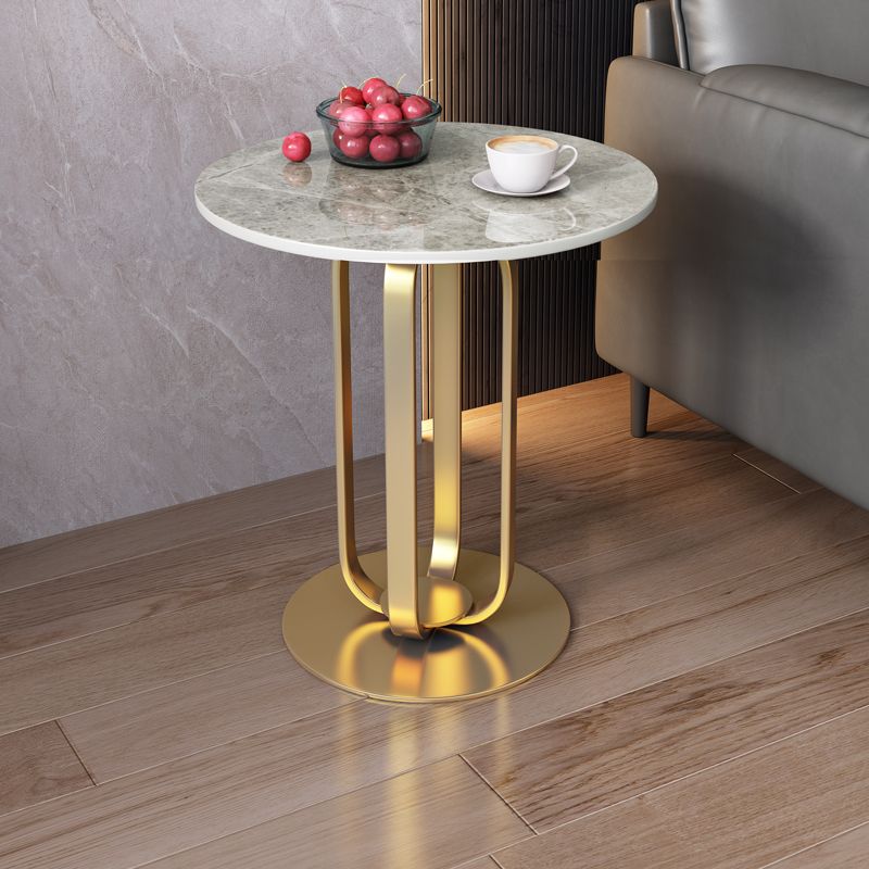 21.65-inch Tall Pedestal End Table Casual Round Stone Top Sofa Side Table