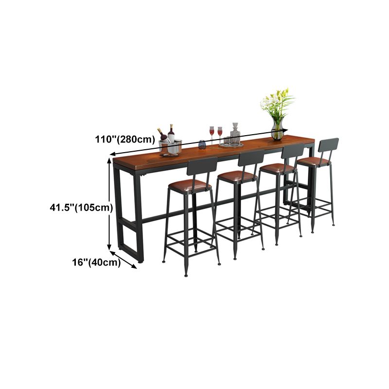 Pine Wood Bar Dining Table Industrial Bar Table with Trestle Base