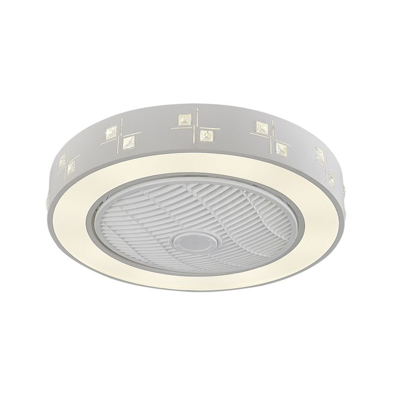 Éclairage de ventilateur linéaire / carré moderniste LED Metal Semi Flush Mount Lightture en blanc pour le salon, 21,5 "de large