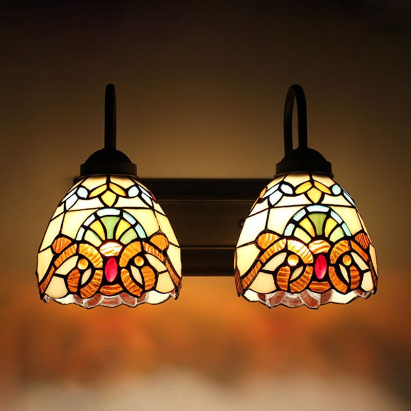 Tiffany Mirror Lamp Fixture European Style Mediterranean Mirror Lamp for Bedroom