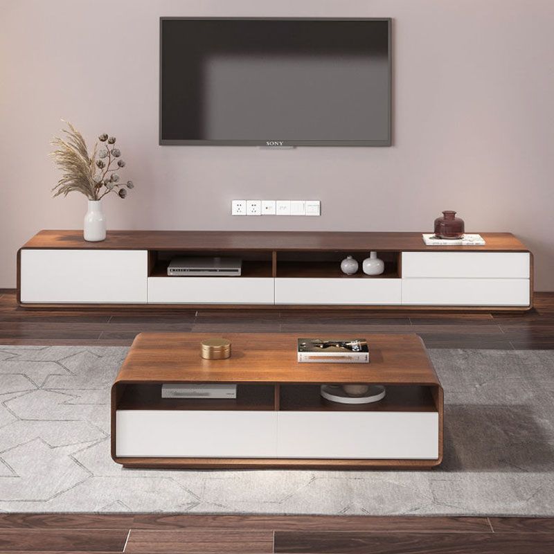 Scandinavian TV Console Wooden TV Media Console with Drawers