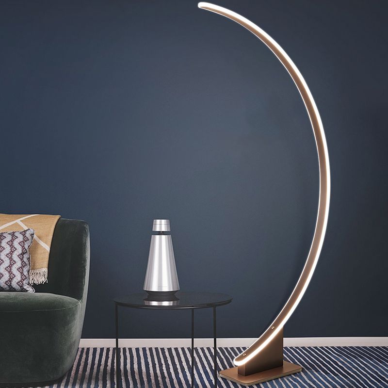 Arched Bedside LED Floor Lamp Metal Minimalist Standing Light with Acrylic Diffuser