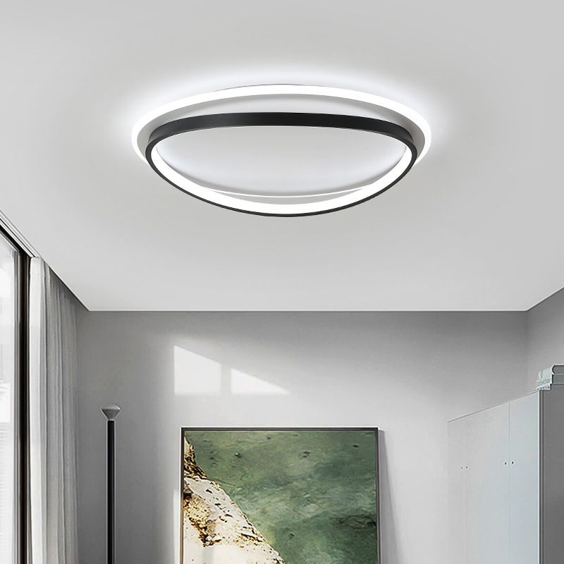 2 - Light Round LED Flush Mount Minimalist Linear Ceiling Mount