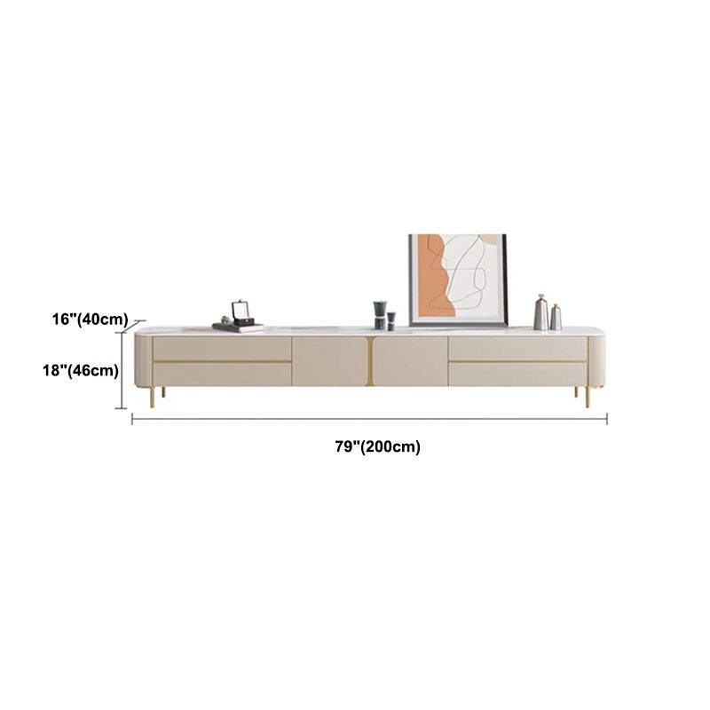 Modern Wooden TV Media Console Enclosed Storage White TV Console with Drawers