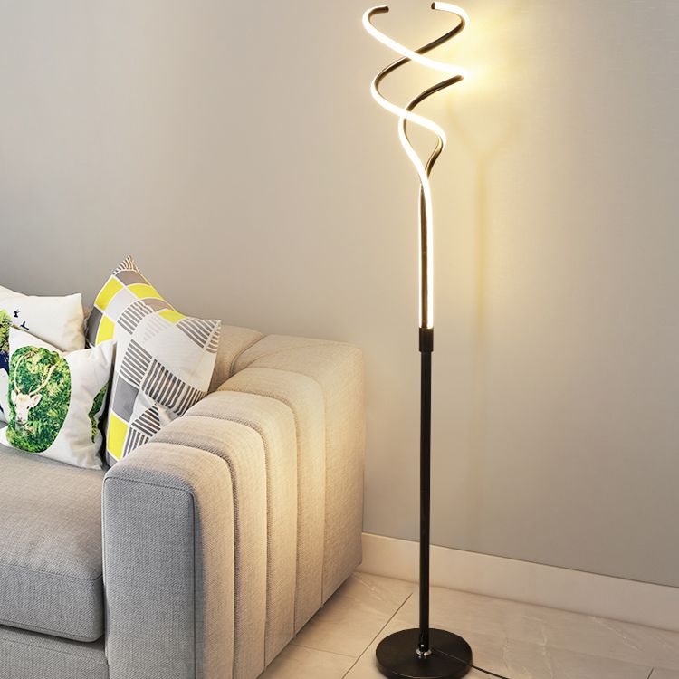 Spiral Linear Acrylic Floor Lamp Minimalist LED Standing Light for Living Room