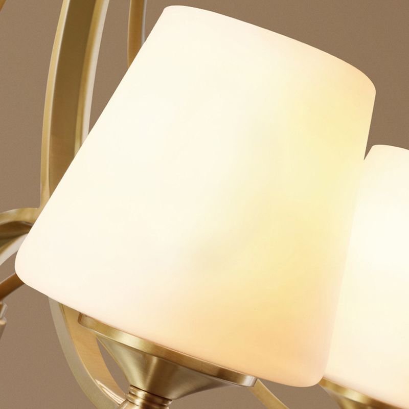 Braccio curvy post-moderno lampadario appeso il lampadario a soffitto in vetro bianco leggero in oro per soggiorno