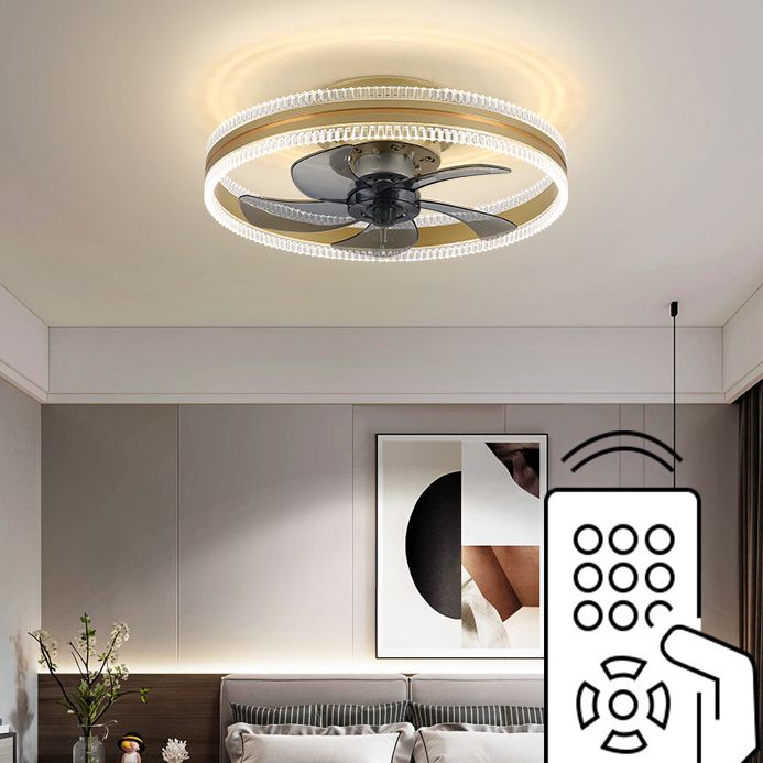 Metal Circle Ceiling Fan Lights Modern Style 2 Light LED Flush Lights